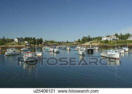 Stock Image -  Corea, ME, Maine, Schoodic Peninsula, fishing harbor. Fotosearch