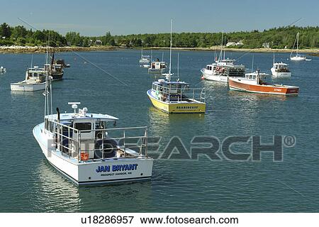 Stock Photo -  Corea, ME, Maine, Schoodic Peninsula, fishing harbor. Fotosearch
