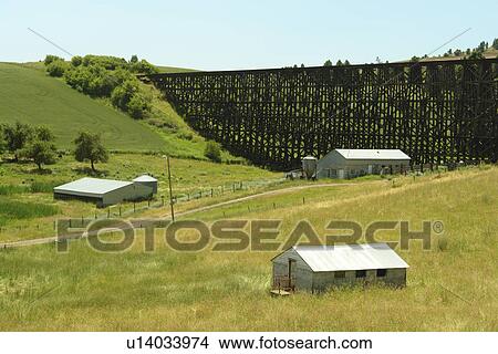 Cottonwood, ID, Idaho, Camas Prairie, Railroad on Stilts, trestles, some of world's tallest View Large Photo Image Picture - Cottonwood, ID, Idaho, Camas Prairie, Railroad on Stilts, trestles, some of world's tallest. Fotosearch