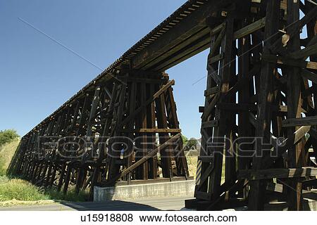 Stock Photo -  Cottonwood, ID, Idaho, Camas Prairie, Railroad on Stilts, trestles, some of world's tallest. Fotosearch