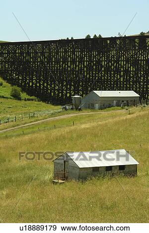 Cottonwood, ID, Idaho, Camas Prairie, Railroad on Stilts, trestles, some of world's tallest View Large Photo Image Stock Photo - Cottonwood, ID, Idaho, Camas Prairie, Railroad on Stilts, trestles, some of world's tallest. Fotosearch