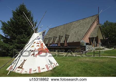 Stock Image -  Coulee Dam, WA, Washington, Grand Coulee Dam, Confederated Tribes of the Colville Reservation Museum. Fotosearch
