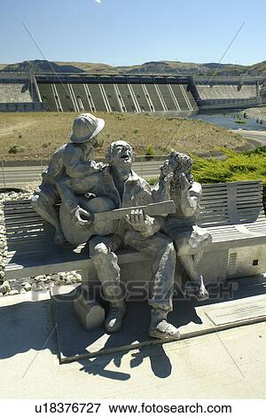 Stock Photo -  Coulee Dam, WA, Washington, Grand Coulee Dam, After Work statue. Fotosearch