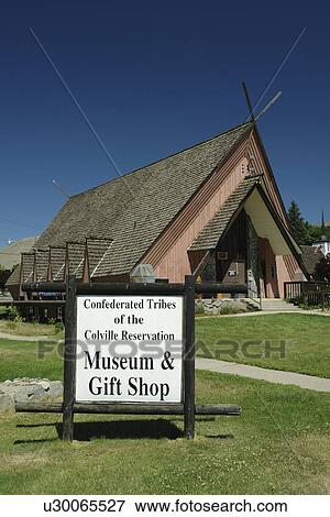 Stock Photo -  Coulee Dam, WA, Washington, Grand Coulee Dam, Confederated Tribes of the Colville Reservation Museum. Fotosearch