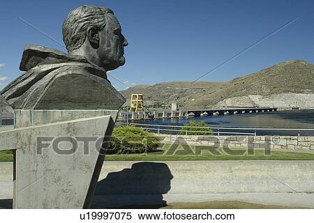Coulee Dam, WA, Washington, Grand Coulee Dam, Columbia River, Lake Franklin D. Roosevelt National Recreation Area, FDR bust, Lake Roosevelt View Large Photo Image Stock Photography - Coulee Dam, WA, Washington, Grand Coulee Dam, Columbia River, Lake Franklin D. Roosevelt National Recreation Area, FDR bust, Lake Roosevelt. Fotosearch