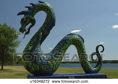 Crosby, MN, Minnesota, Serpent Lake, dragon, serpent statue View Large Photo Image Stock Image - Crosby, MN, Minnesota, Serpent Lake, dragon, serpent statue. Fotosearch