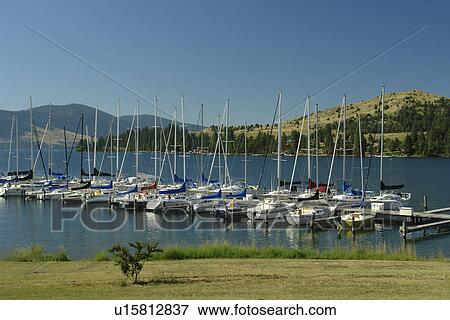 Stock Photo -  Dayton, MT, Montana, Flathead Indian Reservation, Mission Valley, Flathead Lake, marina. Fotosearch