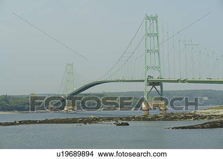 Deer Isle, ME, Maine, Deer Isle Bridge, suspension bridge, island, waterway View Large Photo Image Picture - Deer Isle, ME, Maine, Deer Isle Bridge, suspension bridge, island, waterway. Fotosearch