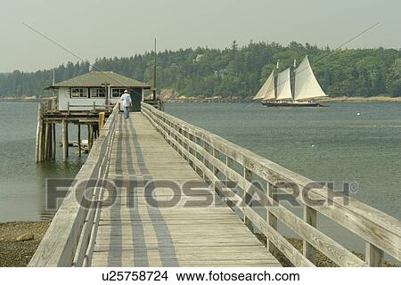 Deer Isle, ME, Maine, fishing pier, tall ship, schooner, sailing vessel, island, waterway View Large Photo Image Picture - Deer Isle, ME, Maine, fishing pier, tall ship, schooner, sailing vessel, island, waterway. Fotosearch