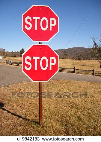 double stop sign, Blue Ridge Parkway, Virginia, VA View Large Photo Image Stock Image - double stop sign, Blue Ridge Parkway, Virginia, VA . Fotosearch