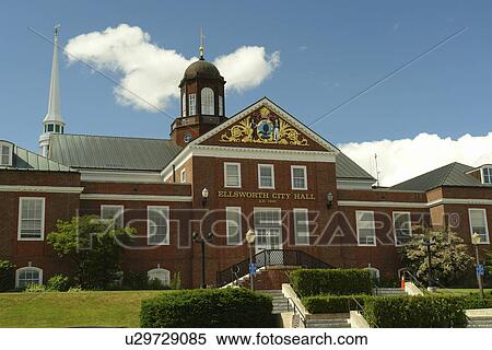 Ellsworth, ME, Maine, Downtown, City Hall View Large Photo Image Stock Photography - Ellsworth, ME, Maine, Downtown, City Hall. Fotosearch