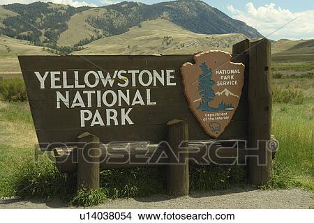 Gardiner, MT, Montana, Yellowstone National Park, Entrance sign View Large Photo Image Picture - Gardiner, MT, Montana, Yellowstone National Park, Entrance sign. Fotosearch