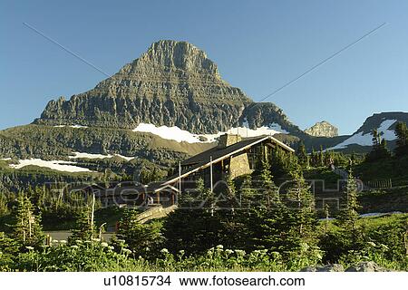 Glacier National Park, MT, Montana, Rocky Mountains, Going to the Sun Road, Continental Divide, Logan Pass Visitor Center View Large Photo Image Picture - Glacier National Park, MT, Montana, Rocky Mountains, Going to the Sun Road, Continental Divide, Logan Pass Visitor Center. Fotosearch