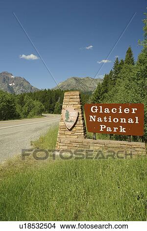 Glacier National Park, MT, Montana, Rocky Mountains, Two Medicine Lake Entrance, sign View Large Photo Image Picture - Glacier National Park, MT, Montana, Rocky Mountains, Two Medicine Lake Entrance, sign. Fotosearch