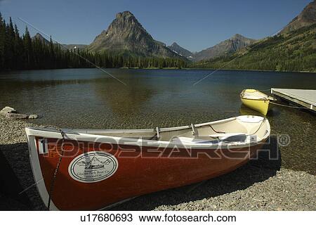 Glacier National Park, MT, Montana, Rocky Mountains, Two Medicine Lake, canoe View Large Photo Image Stock Image - Glacier National Park, MT, Montana, Rocky Mountains, Two Medicine Lake, canoe. Fotosearch