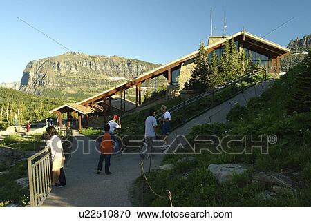 Stock Image -  Glacier National Park, MT, Montana, Rocky Mountains, Going to the Sun Road, Continental Divide, Logan Pass Visitor Center, Nature Trail. Fotosearch