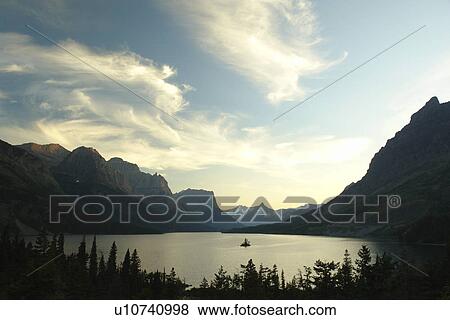 Glacier National Park, MT, Montana, Rocky Mountains, Going to the Sun Road, St. Mary Lake, sunset View Large Photo Image Stock Photo - Glacier National Park, MT, Montana, Rocky Mountains, Going to the Sun Road, St. Mary Lake, sunset. Fotosearch