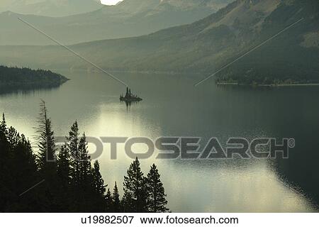 Glacier National Park, MT, Montana, Rocky Mountains, Going to the Sun Road, St. Mary Lake, sunrise View Large Photo Image Stock Photo - Glacier National Park, MT, Montana, Rocky Mountains, Going to the Sun Road, St. Mary Lake, sunrise. Fotosearch