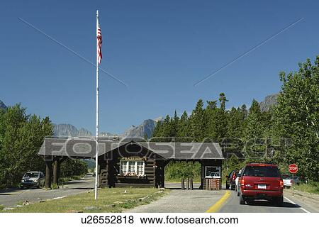 Glacier National Park, MT, Montana, Rocky Mountains, Many Glacier Region, Many Glacier Park Entrance, gate View Large Photo Image Stock Photo - Glacier National Park, MT, Montana, Rocky Mountains, Many Glacier Region, Many Glacier Park Entrance, gate. Fotosearch