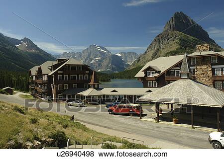 Glacier National Park, MT, Montana, Rocky Mountains, Many Glacier Region, Many Glacier Hotel, Swiftcurrent Lake View Large Photo Image Stock Photo - Glacier National Park, MT, Montana, Rocky Mountains, Many Glacier Region, Many Glacier Hotel, Swiftcurrent Lake. Fotosearch