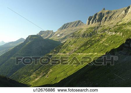 Glacier National Park, MT, Montana, Rocky Mountains, Going to the Sun Road, Continental Divide, Logan Pass Visitor Center View Large Photo Image Stock Photograph - Glacier National Park, MT, Montana, Rocky Mountains, Going to the Sun Road, Continental Divide, Logan Pass Visitor Center. Fotosearch