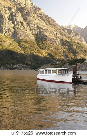 Glacier National Park, MT, Montana, Rocky Mountains, Going to the Sun Road, St. Mary Lake, excursion boat View Large Photo Image Stock Photograph - Glacier National Park, MT, Montana, Rocky Mountains, Going to the Sun Road, St. Mary Lake, excursion boat. Fotosearch