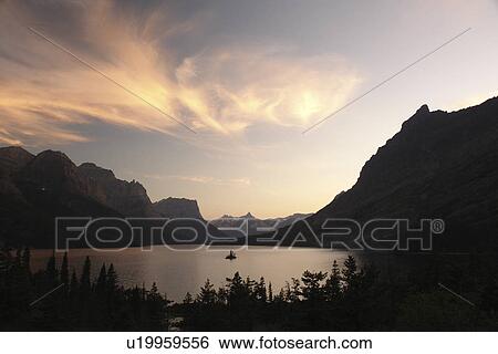 Glacier National Park, MT, Montana, Rocky Mountains, Going to the Sun Road, St. Mary Lake, sunset View Large Photo Image Stock Photograph - Glacier National Park, MT, Montana, Rocky Mountains, Going to the Sun Road, St. Mary Lake, sunset. Fotosearch