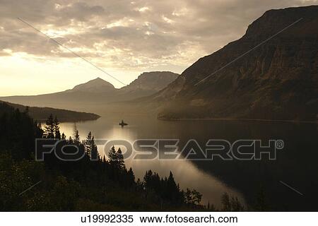 Glacier National Park, MT, Montana, Rocky Mountains, Going to the Sun Road, St. Mary Lake, sunrise View Large Photo Image Stock Photography - Glacier National Park, MT, Montana, Rocky Mountains, Going to the Sun Road, St. Mary Lake, sunrise. Fotosearch