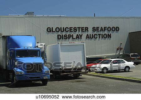 Stock Image -  Gloucester, MA, Massachusetts, Cape Ann, Downtown, Gloucester Seafood Display Auction. Fotosearch