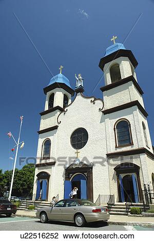 Stock Image -  Gloucester, MA, Massachusetts, Cape Ann, Downtown, Our Lady of Good Voyage Cathedral. Fotosearch