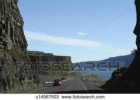 Stock Image -  Grand Coulee Valley, WA, Washington, Banks Lake, Route 155, road. Fotosearch