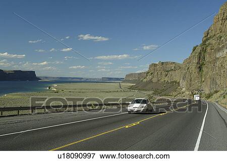 Grand Coulee Valley, WA, Washington, Banks Lake, Route 155, road View Large Photo Image Stock Photo - Grand Coulee Valley, WA, Washington, Banks Lake, Route 155, road. Fotosearch