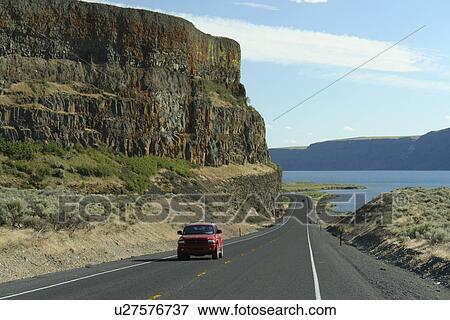 Grand Coulee Valley, WA, Washington, Banks Lake, Route 155, road View Large Photo Image Stock Photo - Grand Coulee Valley, WA, Washington, Banks Lake, Route 155, road. Fotosearch