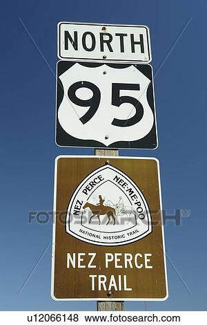 Grangeville, ID, Idaho, Camas Prairie, Nez Perce National Historic Trail, Route 95 North, road sign View Large Photo Image Stock Photo - Grangeville, ID, Idaho, Camas Prairie, Nez Perce National Historic Trail, Route 95 North, road sign. Fotosearch