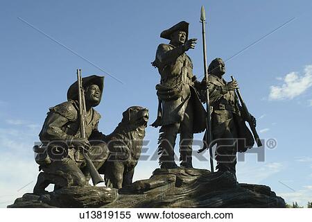 Great Falls, MT, Montana, Broadwater Overlook, Lewis & Clark Expedition, statue View Large Photo Image Stock Photography - Great Falls, MT, Montana, Broadwater Overlook, Lewis & Clark Expedition, statue. Fotosearch