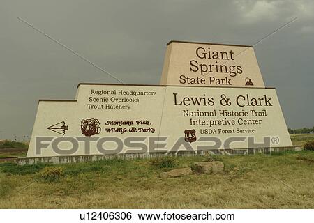 Great Falls, MT, Montana, Giant Springs State Park, Lewis & Clark National Historic Trail Interpretive Center, entrance View Large Photo Image Stock Photograph - Great Falls, MT, Montana, Giant Springs State Park, Lewis & Clark National Historic Trail Interpretive Center, entrance. Fotosearch
