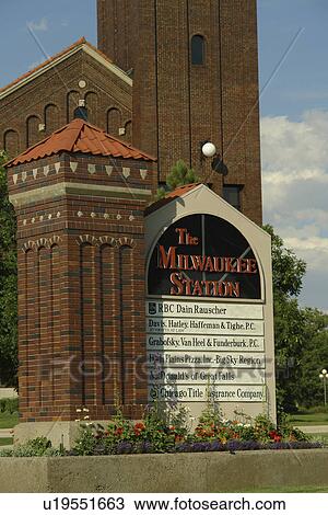Stock Image -  Great Falls, MT, Montana, The Milwaukee Station, Chicago, Milwaukee, St. Paul Railroad Tower. Fotosearch
