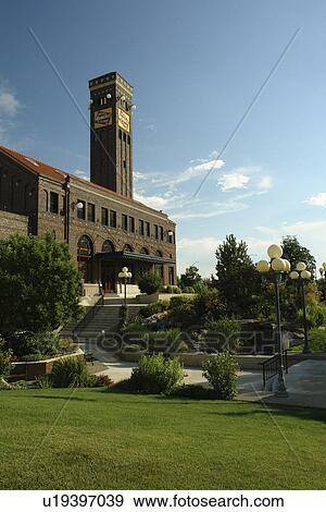 Stock Photo -  Great Falls, MT, Montana, The Milwaukee Station, Chicago, Milwaukee, St. Paul Railroad Tower. Fotosearch
