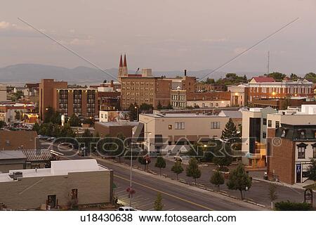 Helena, MT, Montana, downtown, evening, aerial View Large Photo Image Stock Photo - Helena, MT, Montana, downtown, evening, aerial. Fotosearch