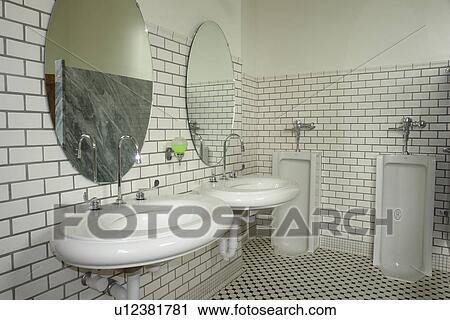 Stock Image -  Helena, MT, Montana, State Capitol, men's bathroom. Fotosearch
