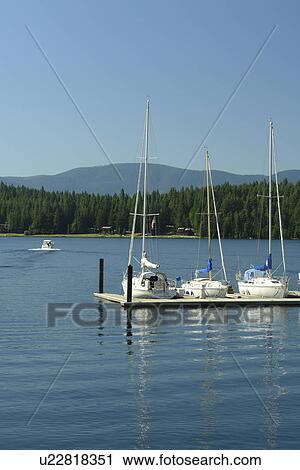 Stock Image -  Hope, ID, Idaho, Pend Oreille Lake, Pend Oreille National Scenic Byway, marina. Fotosearch