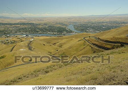 ID, Idaho, WA, Washington, Snake River, Clearwater River, Lewiston Hill, overlook, Lewiston/Clarkston View Large Photo Image Stock Photo - ID, Idaho, WA, Washington, Snake River, Clearwater River, Lewiston Hill, overlook, Lewiston/Clarkston. Fotosearch