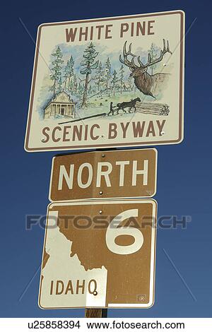 ID, Idaho, White Pine Scenic Byway, road sign View Large Photo Image Picture - ID, Idaho, White Pine Scenic Byway, road sign. Fotosearch