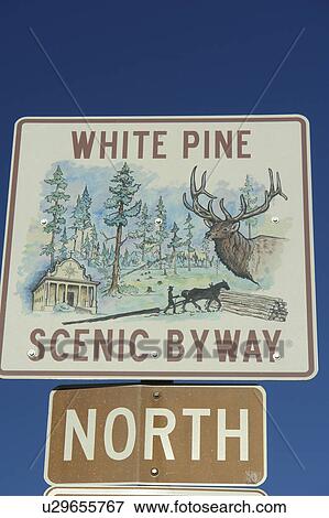 ID, Idaho, White Pine Scenic Byway, road sign View Large Photo Image Stock Photo - ID, Idaho, White Pine Scenic Byway, road sign. Fotosearch