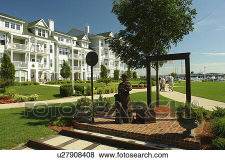 Stock Photo -  Ludington, MI, Michigan, Lake Michigan, waterfront, condominiums. Fotosearch