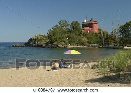 Marquette, MI, Michigan, Upper Peninsula, Lake Superior, Shiras Park Beach, U. S. Coast Guard Lighthouse 1866, Lighthouse Point, Marquette Maritime Museum View Large Photo Image Stock Photo - Marquette, MI, Michigan, Upper Peninsula, Lake Superior, Shiras Park Beach, U. S. Coast Guard Lighthouse 1866, Lighthouse Point, Marquette Maritime Museum. Fotosearch