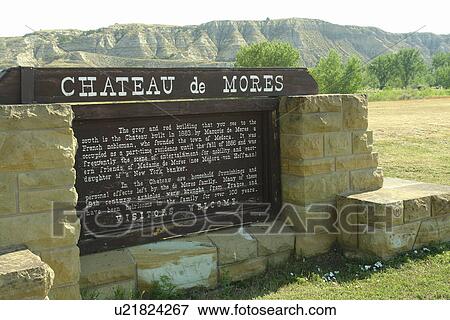 Medora, ND, North Dakota, Chateau de Mores, interpretive sign View Large Photo Image Stock Photo - Medora, ND, North Dakota, Chateau de Mores, interpretive sign. Fotosearch