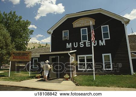 Stock Image -  Medora, ND, North Dakota, Historic Medora, downtown, Billings county Court House Museum. Fotosearch