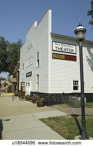 Stock Photography -  Medora, ND, North Dakota, Historic Medora, downtown, Old Town Hall Theater. Fotosearch