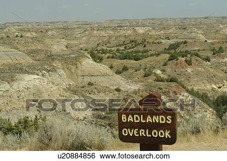 Stock Photograph -  Medora, ND, North Dakota, Theodore Roosevelt National Park, South Unit, Scenic Loop Drive, Badlands Overlook. Fotosearch